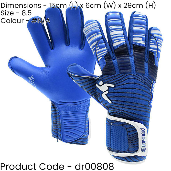 Size 8.5 Professional ADULT Goal Keeping Gloves - ELITE 2.0 Blue Keeper Glove