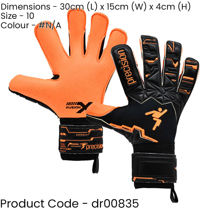Size 10 Professional ADULT Goal Keeping Gloves - Fusion X Orange Keeper Glove