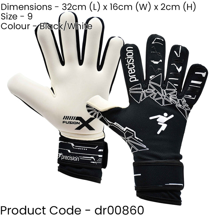 Size 9 PRO ADULT Goal Keeping Gloves Lightweight Black/White Keeper Glove