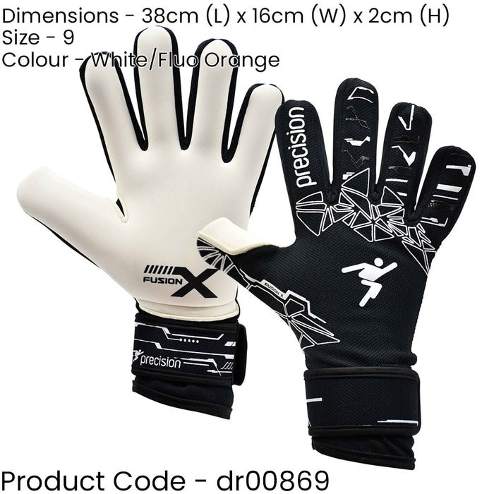 Size 9 PRO ADULT Goal Keeping Gloves Lightweight White/Orange Keeper Glove