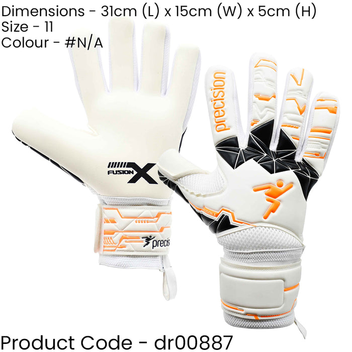 Size 11 PRO ADULT Goal Keeping Gloves - Contact Duo Replica White/Orange Glove