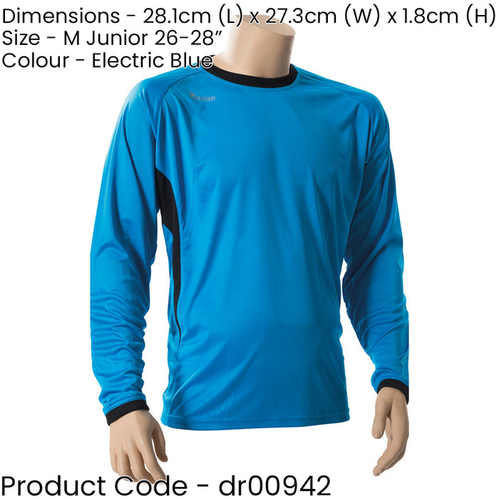 JUNIOR M 26-28 Inch BLUE Goal-Keeping Long Sleeve T-Shirt Shirt Top GK Keeper