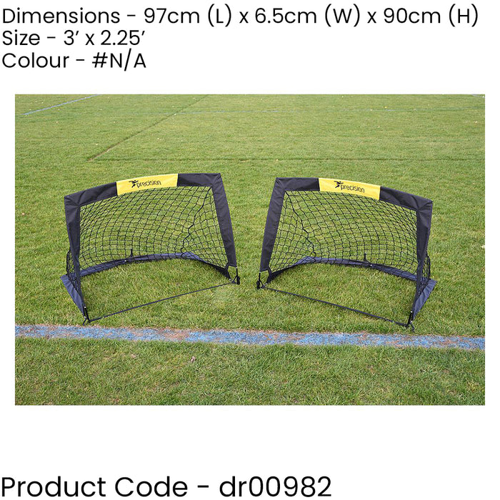 2 PACK - 3 x 2.25 Feet Fold Away Football Training Goal - Portable Side Game Net