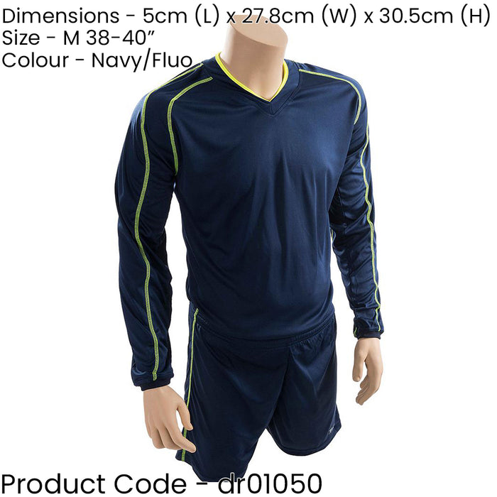 M ADULT Long Sleeve Marseille Shirt & Short Set - NAVY/FLUO 38-40" Football Kit
