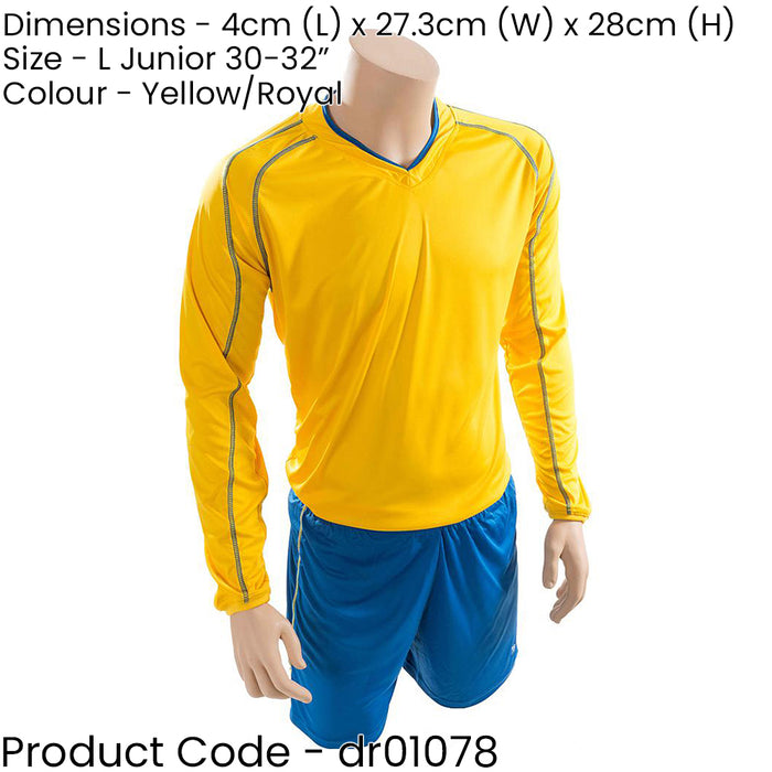 L JUNIOR Long Sleeve Marseille Shirt & Short Set YELLOW/BLUE 30-32" Football Kit