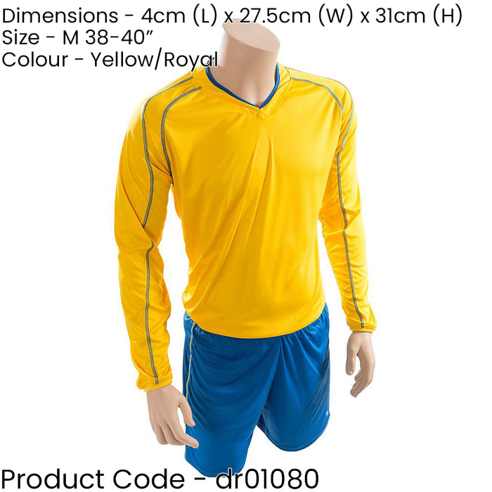 M ADULT Long Sleeve Marseille Shirt & Short Set YELLOW/BLUE 38-40" Football Kit