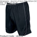M/L JUNIOR Elastic Waist Football Gym Training Shorts - Plain BLACK/WHITE 26-28"