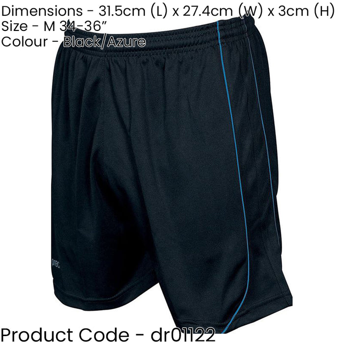 M ADULT Elastic Waist Football Gym Training Shorts - Plain BLACK/BLUE 34-36"