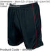 XL ADULT Elastic Waist Football Gym Training Shorts - Plain BLACK/RED 42-44"