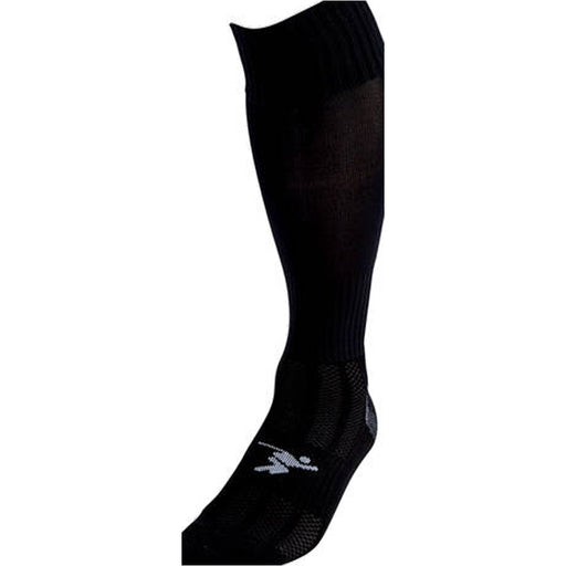 JUNIOR SIZE 12-2 Pro Football Socks - PLAIN BLACK - Ventilated Toe Protection
