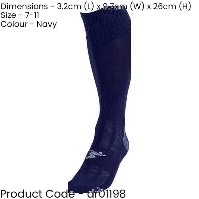 ADULT SIZE 7-11 Pro Football Socks - PLAIN NAVY - Ventilated Toe Protection