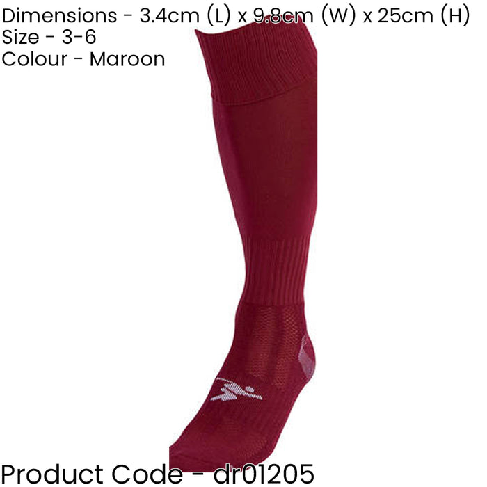 JUNIOR SIZE 3-6 Pro Football Socks - PLAIN MAROON - Ventilated Toe Protection
