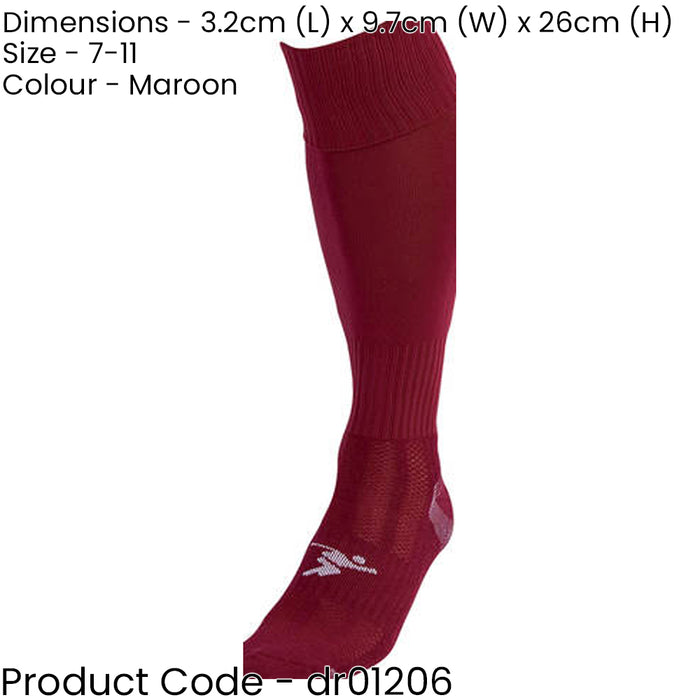 ADULT SIZE 7-11 Pro Football Socks - PLAIN MAROON - Ventilated Toe Protection