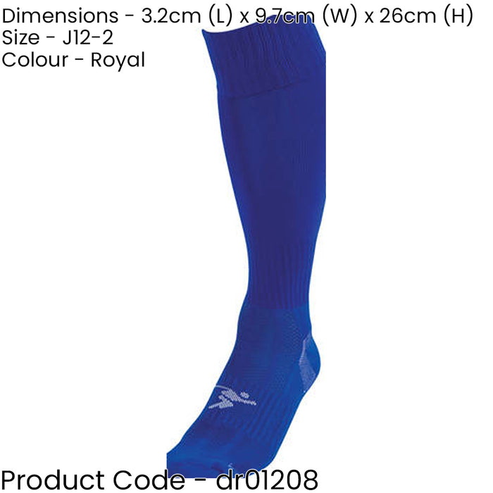 JUNIOR SIZE 12-2 Pro Football Socks - ROYAL BLUE - Ventilated Toe Protection