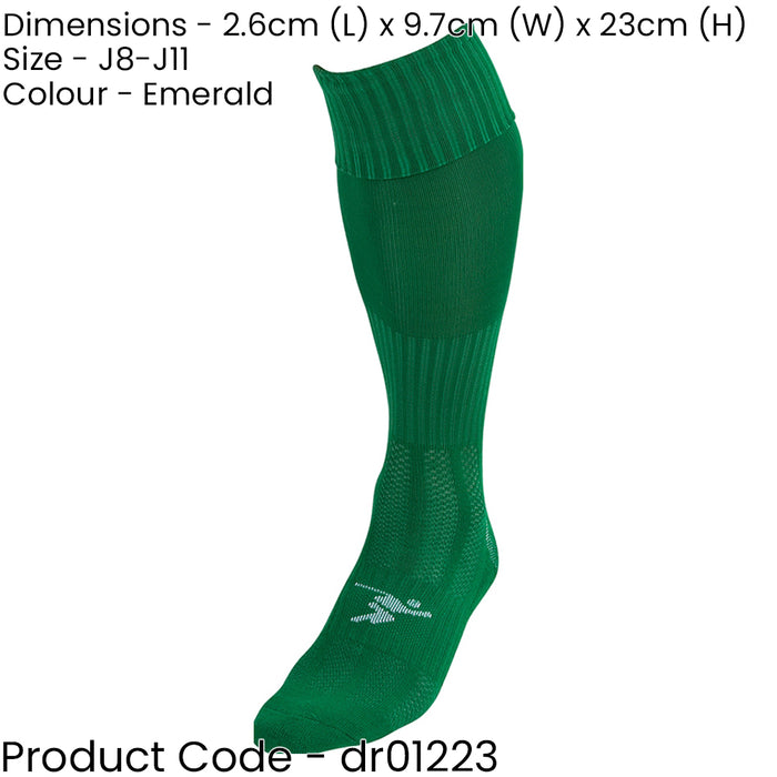 JUNIOR SIZE 8-11 Pro Football Socks - EMERALD GREEN - Ventilated Toe Protection