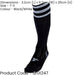 ADULT Size 7-11 Pro 3 Stripe Football Socks - BLACK/WHITE - Contoured Ankle