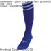 JUNIOR Size 12-2 Pro 3 Stripe Football Socks - ROYAL BLUE/WHITE Contoured Ankle
