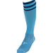JUNIOR Size 12-2 Pro 3 Stripe Football Socks - SKY BLUE/NAVY - Contoured Ankle