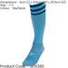 ADULT Size 7-11 Pro 3 Stripe Football Socks - SKY BLUE/NAVY - Contoured Ankle