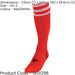 JUNIOR Size 12-2 Pro 3 Stripe Football Socks - RED/WHITE - Contoured Ankle