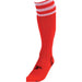 JUNIOR Size 12-2 Pro 3 Stripe Football Socks - RED/WHITE - Contoured Ankle