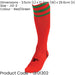 JUNIOR Size 12-2 Pro 3 Stripe Football Socks - RED/GREEN - Contoured Ankle
