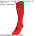 ADULT Size 7-11 Pro 3 Stripe Football Socks - RED/GREEN - Contoured Ankle