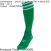JUNIOR Size 12-2 Pro 3 Stripe Football Socks - GREEN/WHITE - Contoured Ankle