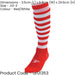 JUNIOR Size 12-2 Hooped Stripe Football Socks RED/WHITE Contoured Ankle