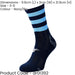 JUNIOR Size 3-6 Hooped Stripe Football Crew Socks NAVY/SKY BLUE Training Ankle