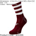 JUNIOR Size 3-6 Hooped Stripe Football Crew Socks MAROON/WHITE Training Ankle
