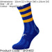 JUNIOR Size 8-11 Hooped Stripe Football Crew Socks ROYAL BLUE/AMBER Training