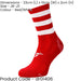 JUNIOR Size 8-11 Hooped Stripe Football Crew Socks RED/WHITE Training Ankle