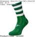 JUNIOR Size 8-11 Hooped Stripe Football Crew Socks GREEN/WHITE Training Ankle