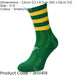 JUNIOR Size 3-6 Hooped Stripe Football Crew Socks GREEN/GOLD Training Ankle