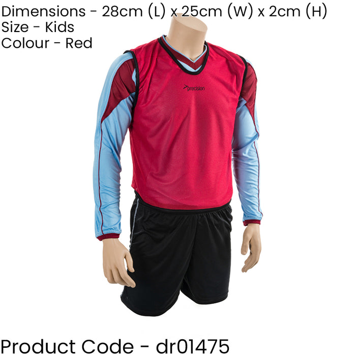 4-9 Years Kids Lightweight Sports Training Bib - RED - Plain Football Vest