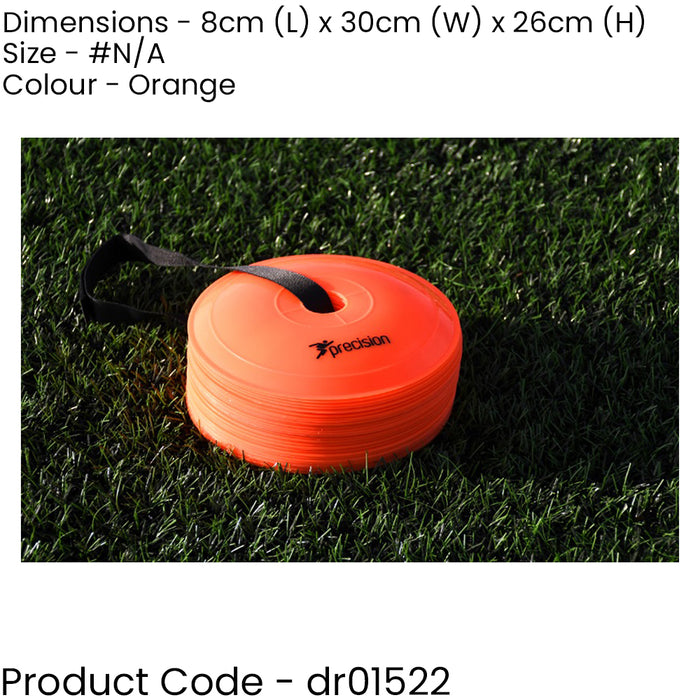 40x ORANGE Near Flat Sports Pitch Markers 8.5 Inch Round Slim Cones & Carry Bag