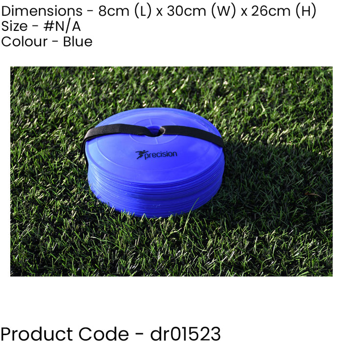 40x BLUE Near Flat Sports Pitch Markers 8.5 Inch Round Slim Cones & Carry Bag