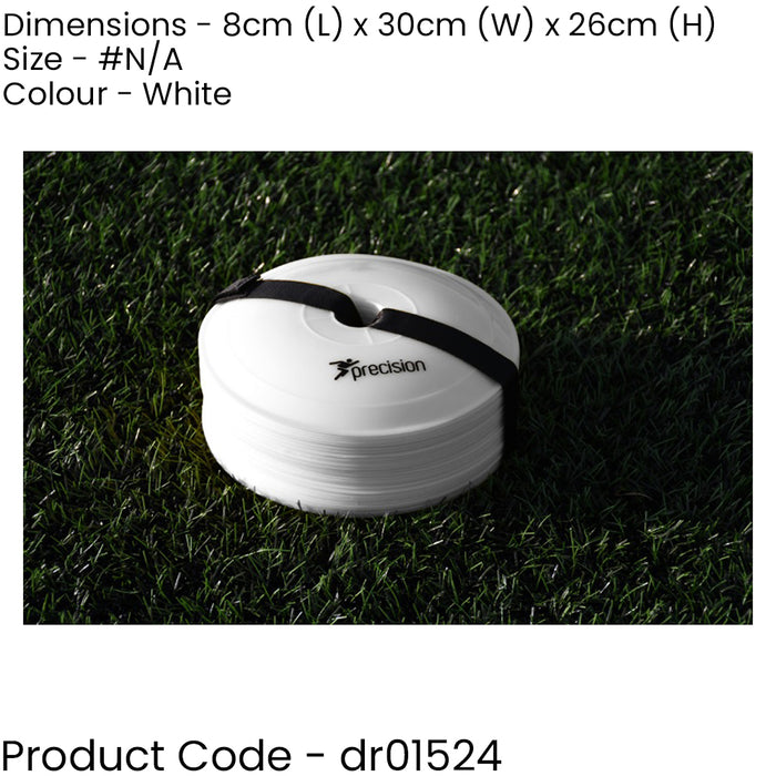 40x WHITE Near Flat Sports Pitch Markers 8.5 Inch Round Slim Cones & Carry Bag