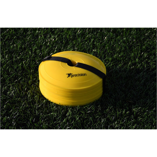 40x YELLOW Near Flat Sports Pitch Markers 8.5 Inch Round Slim Cones & Carry Bag
