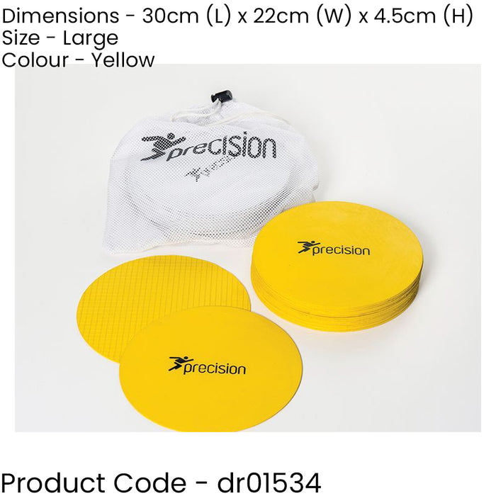 20 PACK 19.5cm YELLOW Flat Rubber Pitch Marker Discs - Ultra Slim Outdoor Sports