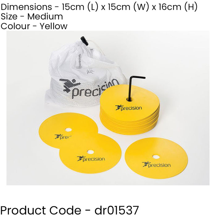 20 PACK 15cm YELLOW Flat Rubber Pitch Marker Discs - Ultra Slim Outdoor Sports