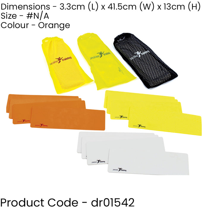 10 PACK 35.5x7.5cm Rectangular Rubber Marker Set - ORANGE Non-Slip Indoor Pitch