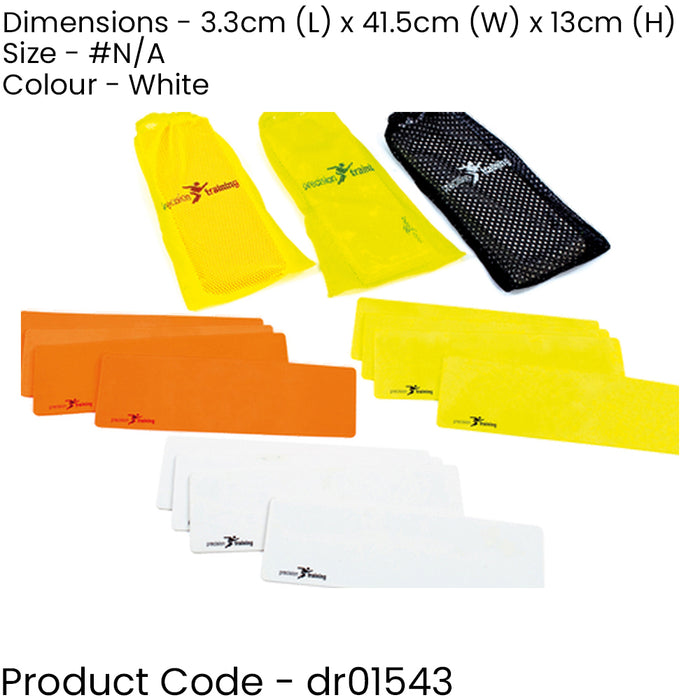 10 PACK 35.5x7.5cm Rectangular Rubber Marker Set - WHITE Non-Slip Indoor Pitch