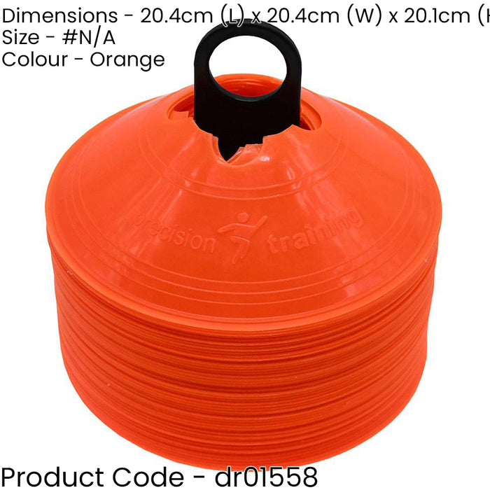 50 PACK 200mm Round Saucer Cone Marker Set ORANGE Flexible Pitch Court Training