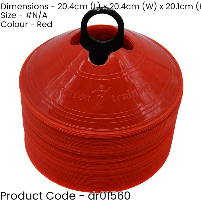 50 PACK 200mm Round Saucer Cone Marker Set RED Flexible Pitch Court Training