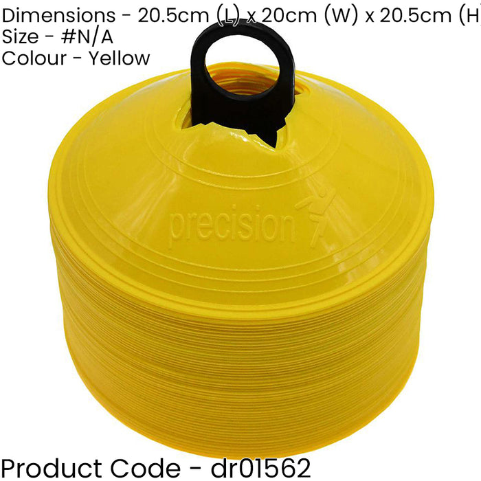 50 PACK 200mm Round Saucer Cone Marker Set YELLOW Flexible Pitch Court Training