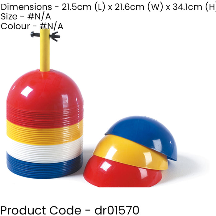 40 PACK 200mm Round Dome Cone Marker Set - ASSORTED Flexible Pitch Court Train