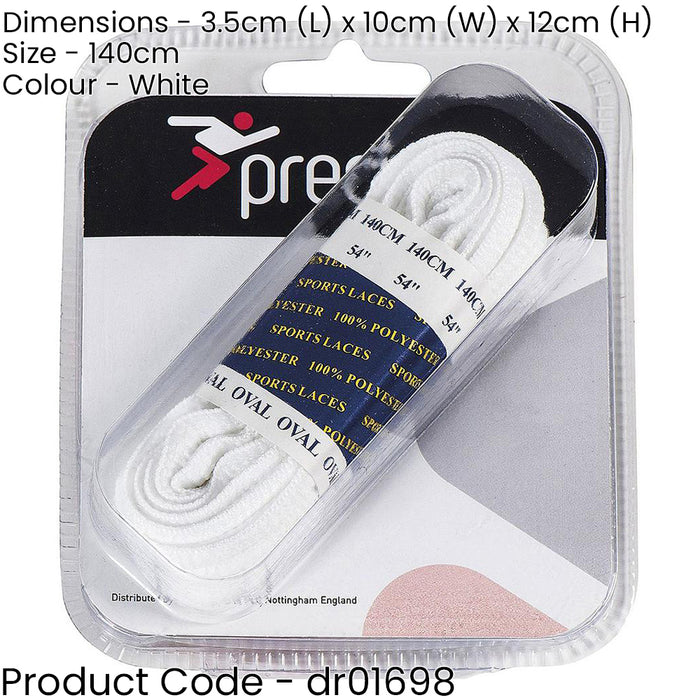 PAIR - 140cm White Oval Shoe Laces - Sporting Trainer Football Boot Lace 