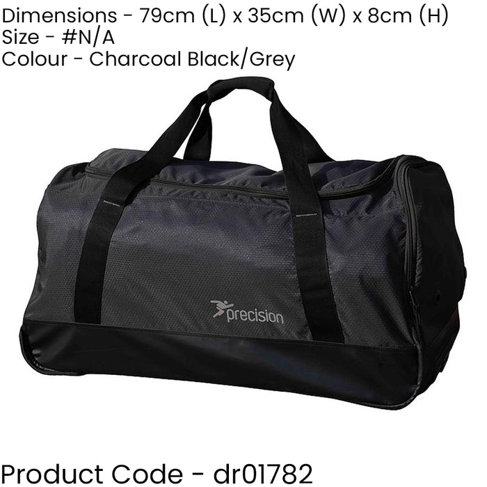 75x35x40cm Large Trolley Holdall Bag - BLACK/GREY 105L Rip Stop Sports Luggage